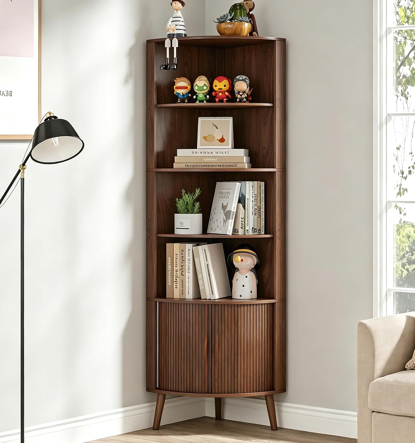 Bookshelf 5 Tier - 5-Tier Corner Shelf, 66.73''Tall Modern Corner