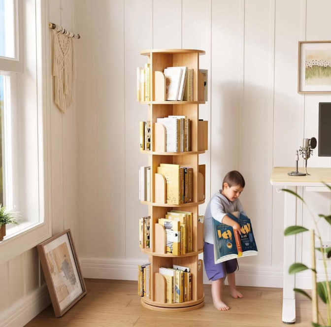 Bookshelf 5 Tier - Baby Cabinet 5 Tall Tiers Floor