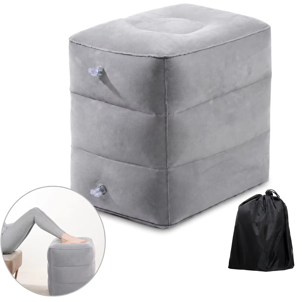 Office Footrest Cushion - Portable Inflatable Travel Foot Rest Pillow