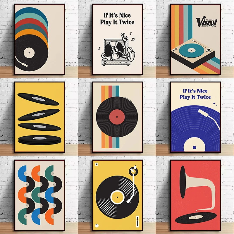 Office Furniture Loft - Mid Century Vinyl Record Canvas Wall