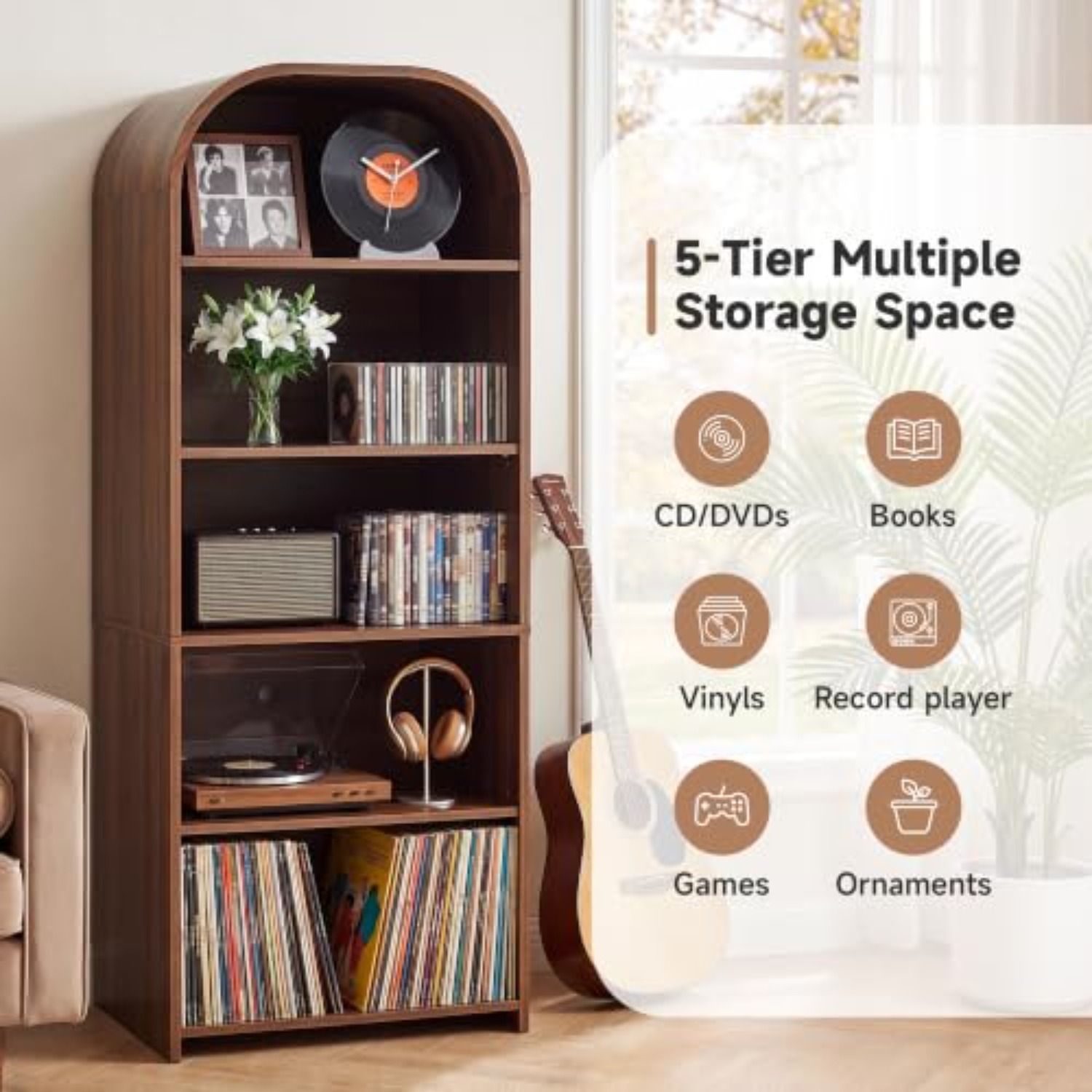 63'' Tall Record Player Stand, - огляд і ціна Bookshelf 5 Tier