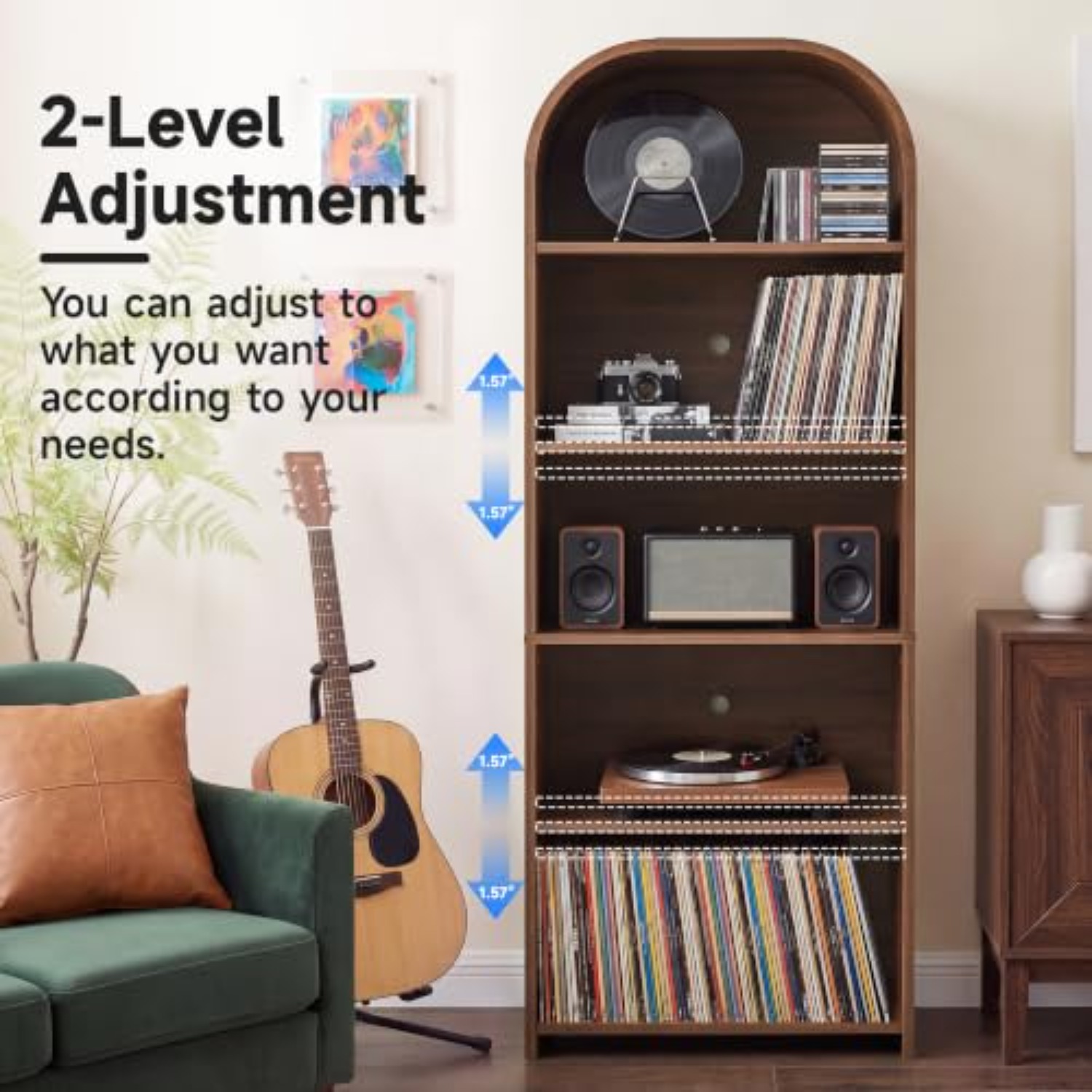 63'' Tall Record Player Stand, - огляд і ціна Bookshelf 5 Tier