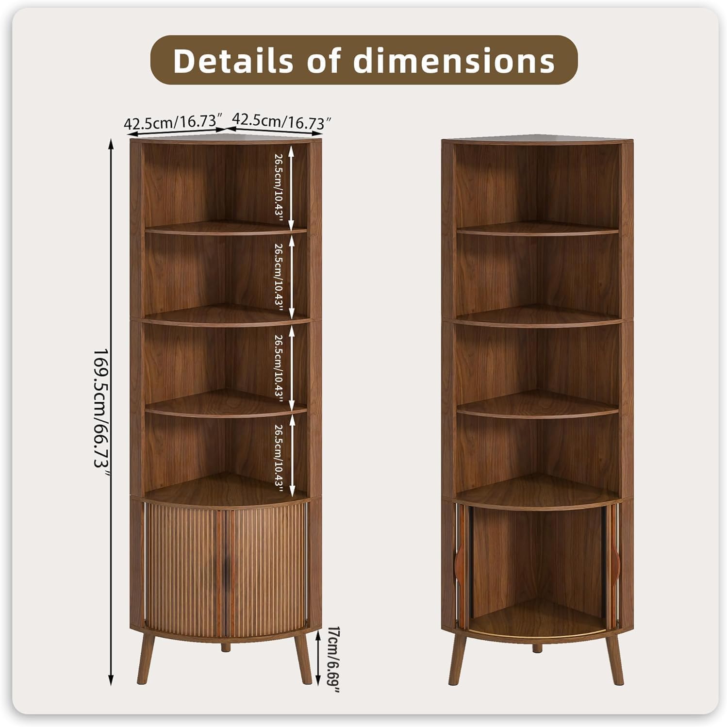 5-Tier Corner Shelf, 66.73''Ta - огляд і ціна Bookshelf 5 Tier