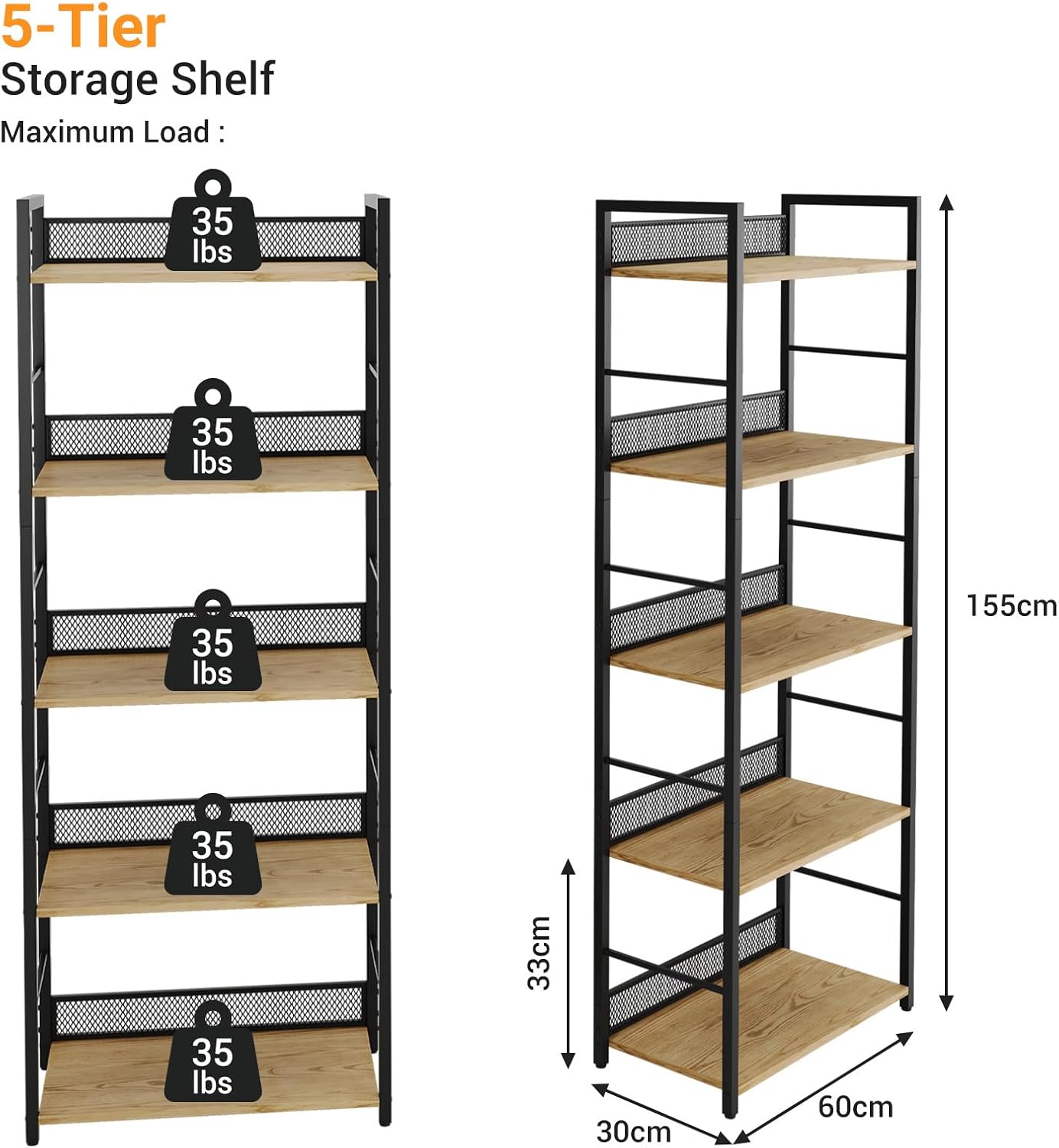 5-Tier Bookshelf Industrial Mu - огляд і ціна Bookshelf 5 Tier