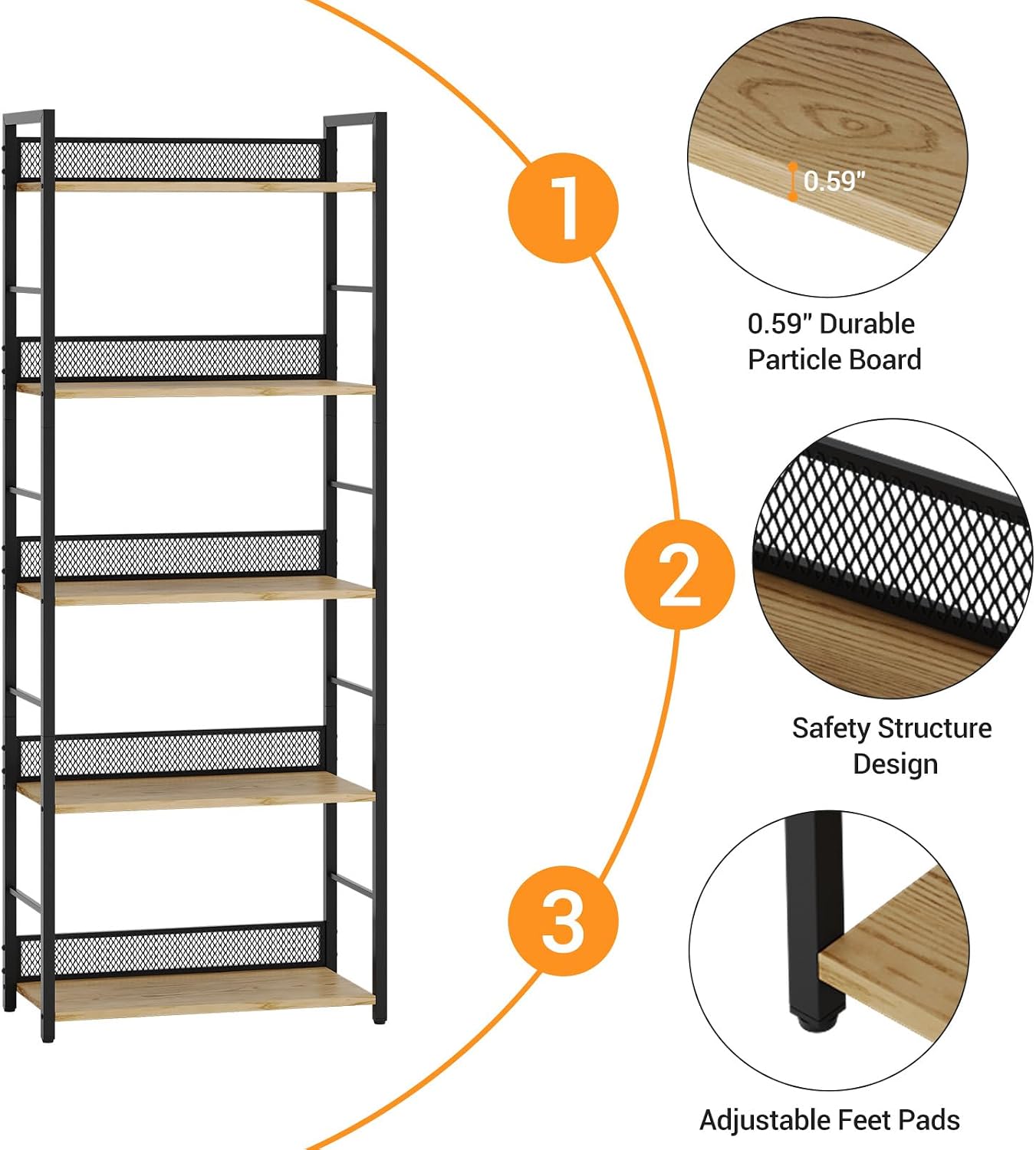 5-Tier Bookshelf Industrial Mu - огляд і ціна Bookshelf 5 Tier