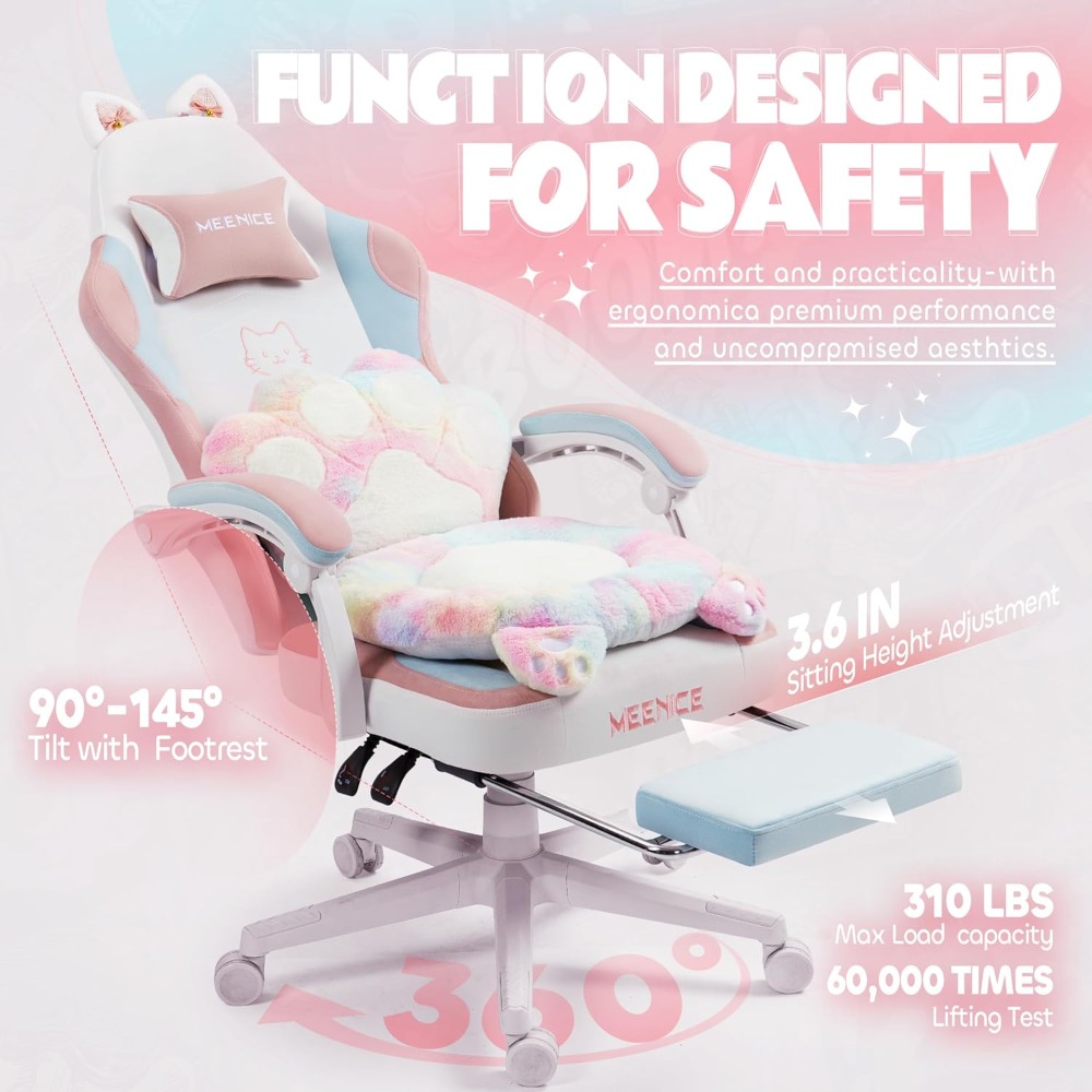 Gaming Chair Cute with Cat Ear - огляд і ціна Office Footrest Cushion