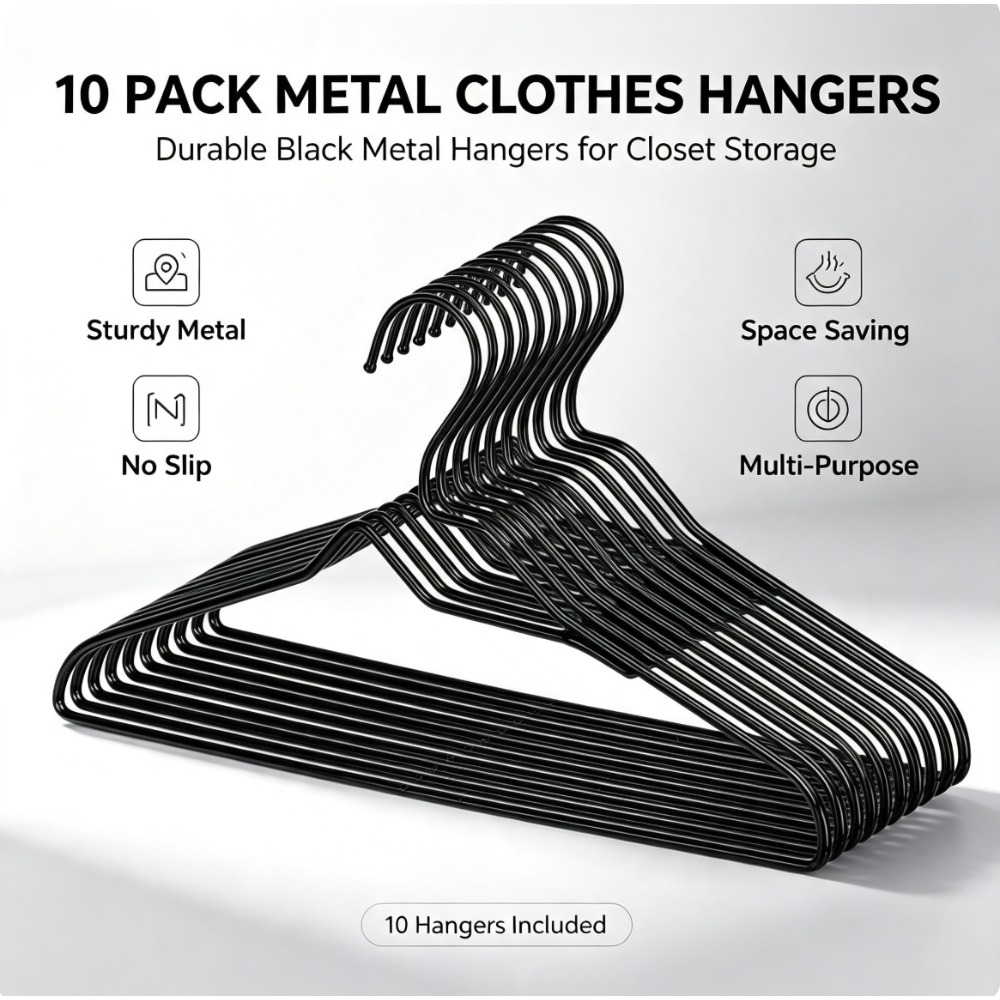 10‑Count Black Non‑Slip Clothi - огляд і ціна Locker Storage Metal