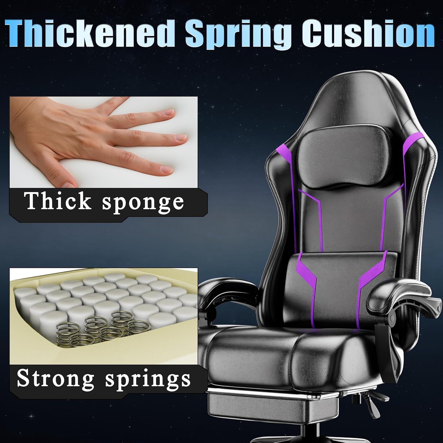 Ergonomic Gaming Chair with Po - огляд і ціна Office Footrest Cushion