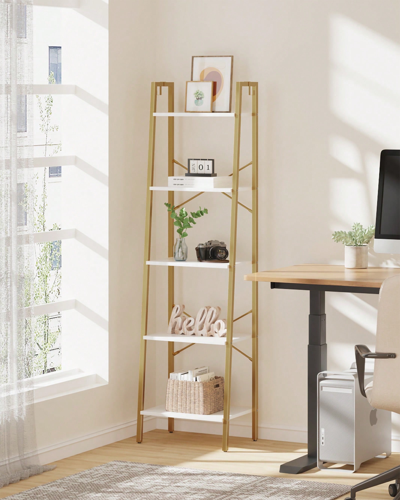 5 Tier Ladder Shelf Modern Gla - огляд і ціна Bookshelf 5 Tier