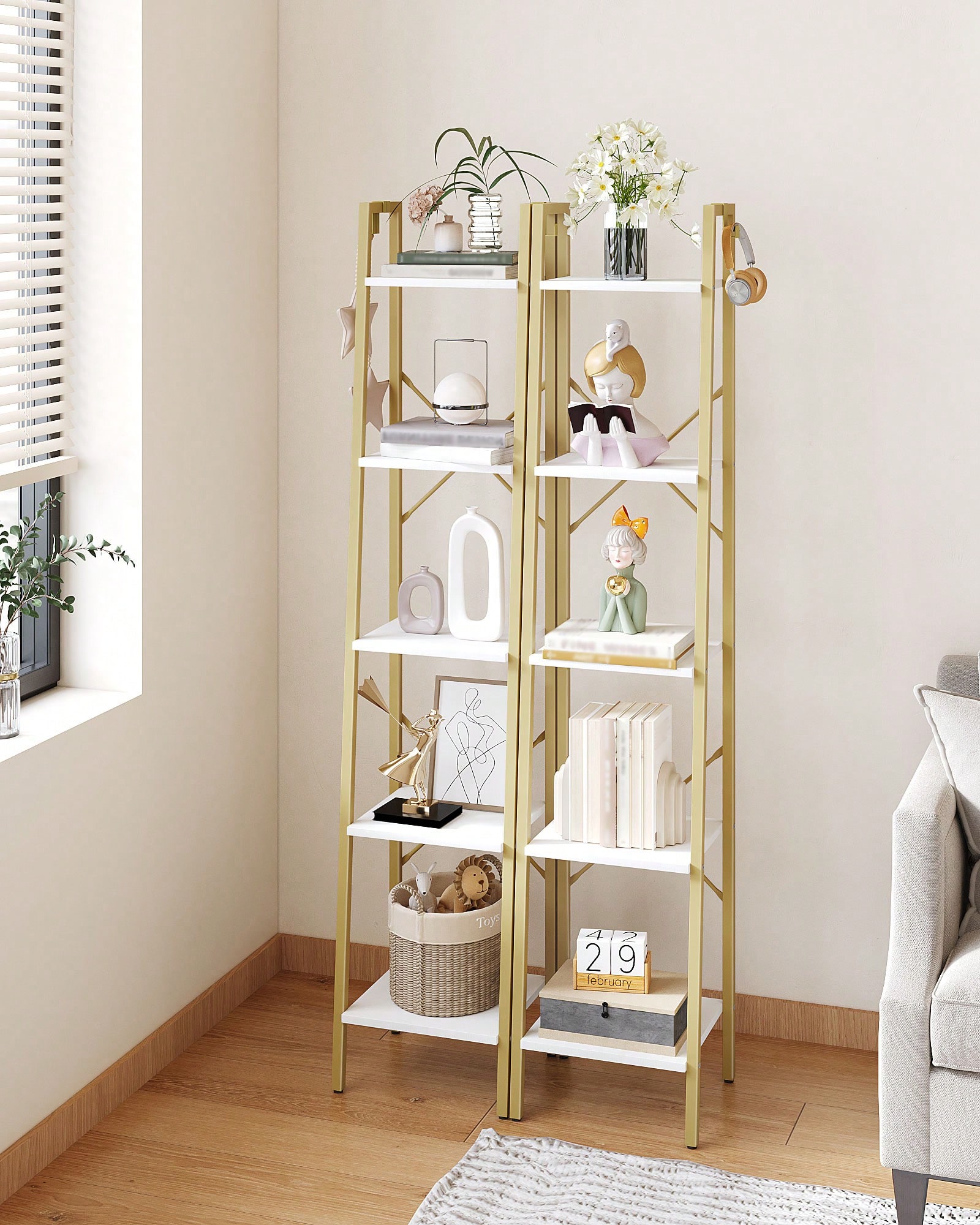 5 Tier Ladder Shelf Modern Gla - огляд і ціна Bookshelf 5 Tier