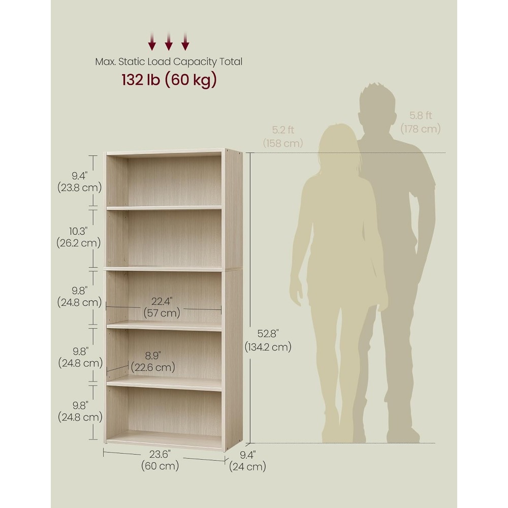VASAGLE CUSTOS Collection - Bo - огляд і ціна Bookshelf 5 Tier
