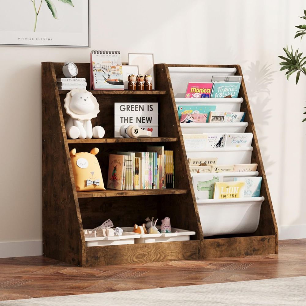 4-Tier Wooden Toddler Bookshel - огляд і ціна Bookshelf 5 Tier