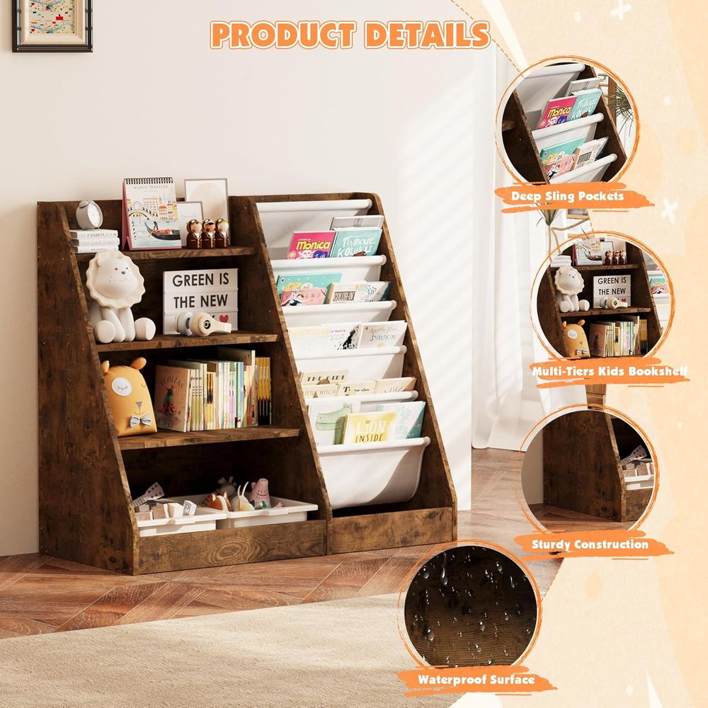 4-Tier Wooden Toddler Bookshel - огляд і ціна Bookshelf 5 Tier