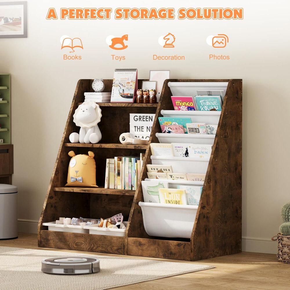4-Tier Wooden Toddler Bookshel - огляд і ціна Bookshelf 5 Tier